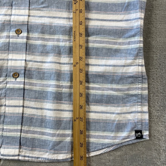 Southern Tide Linen Shirt Mens Small Blue Striped Travel Beach Summer Vacation - Picture 6 of 10